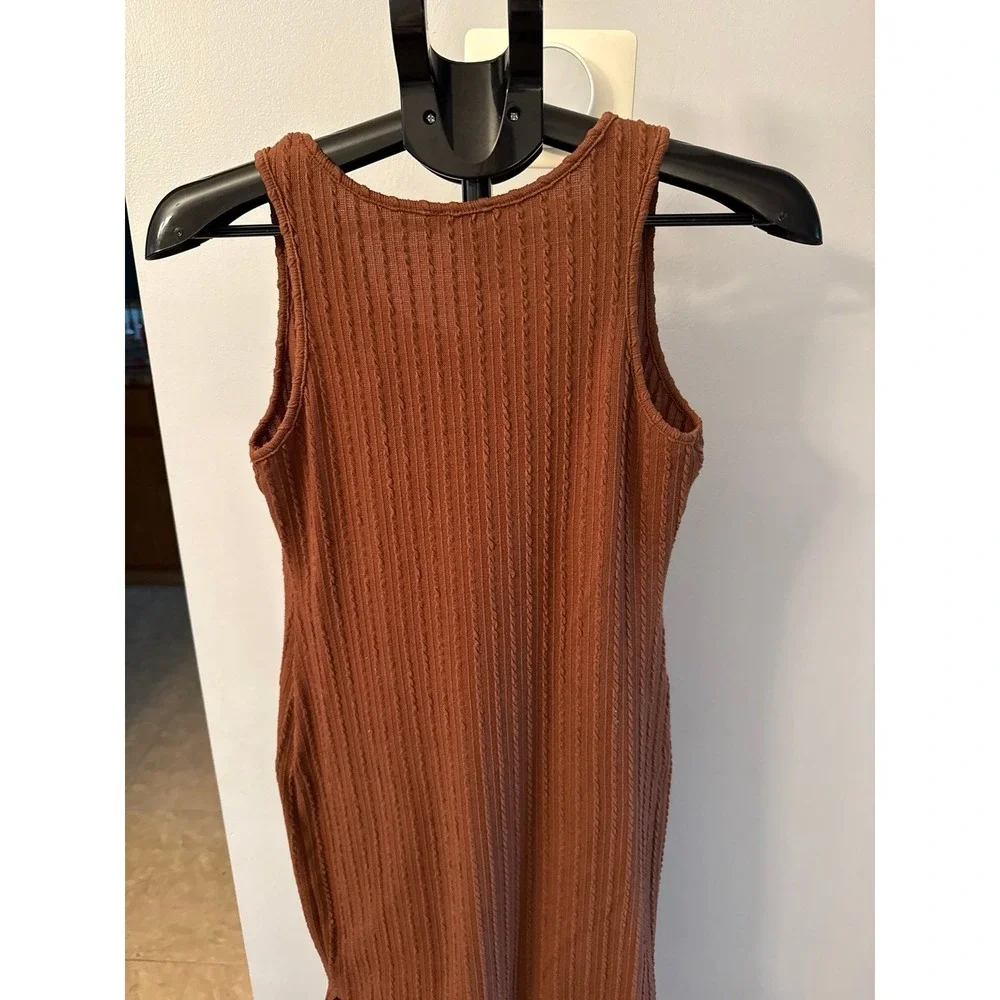 Ekouaer Women's‎ Brown Rib Knit Maternity Dress Size Small